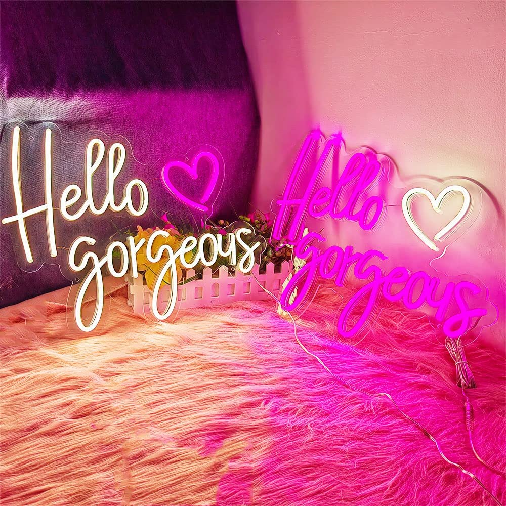 Hello Gorgeous Neon Signs for Wall Decor
