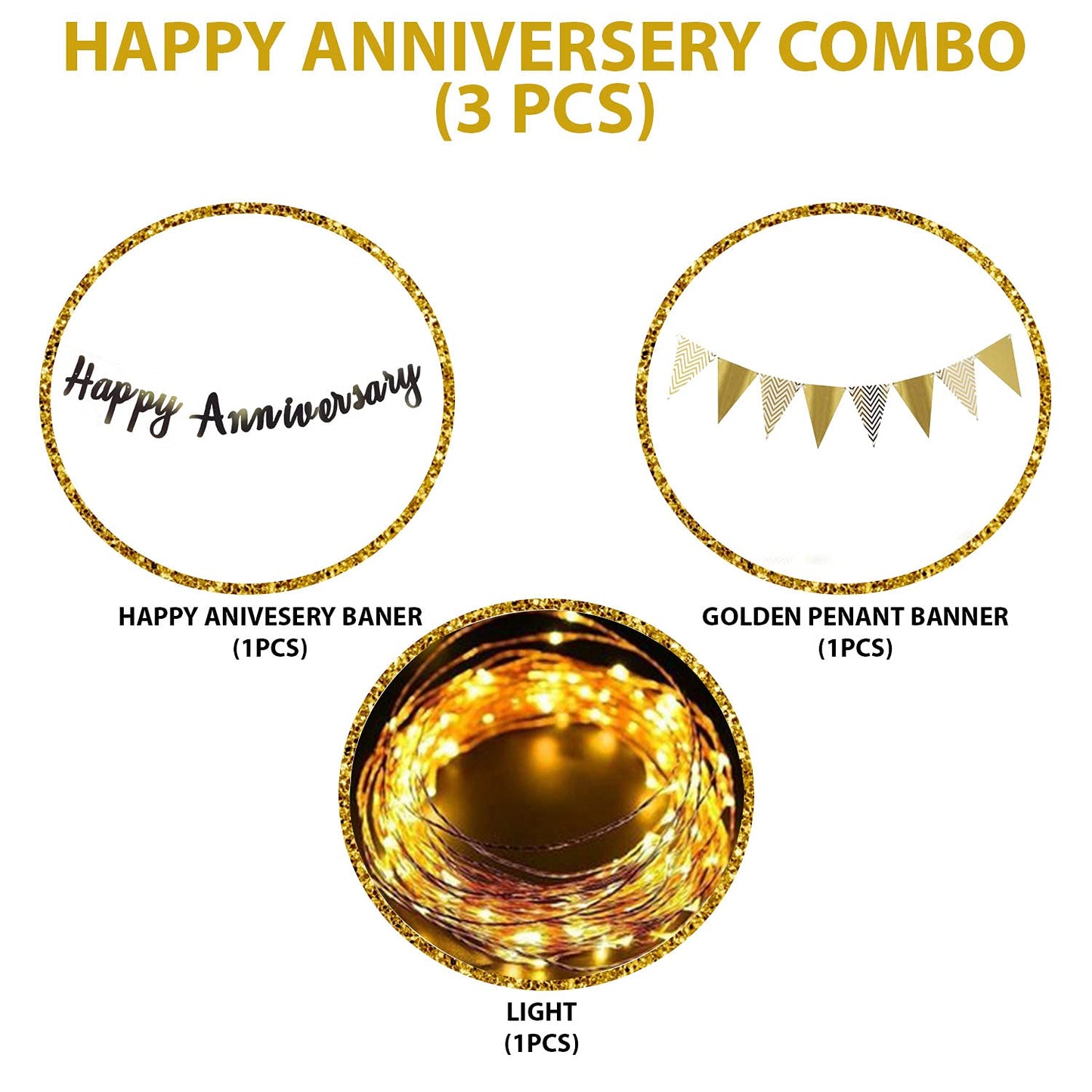 Happy Anniversary Decoration Items with Lights Kit Combo for Home Or Bedroom - TRUROOTS - A Custom Gift Store