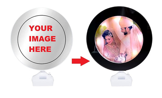 Magic Glass Mirror Photo Frame with LED Light Round & Customized - TRUROOTS - A Custom Gift Store